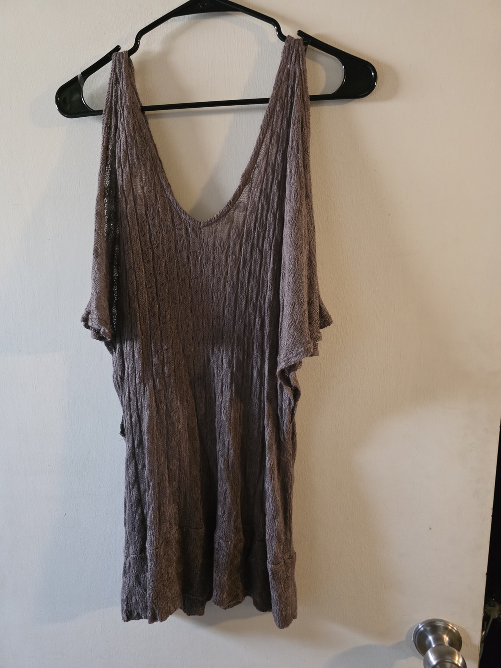 Vanity Taupe Textured Sleeveless Scoop Neck Top
